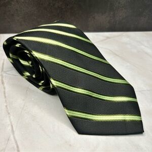 Pavoli 59” Black and Green Striped Tie